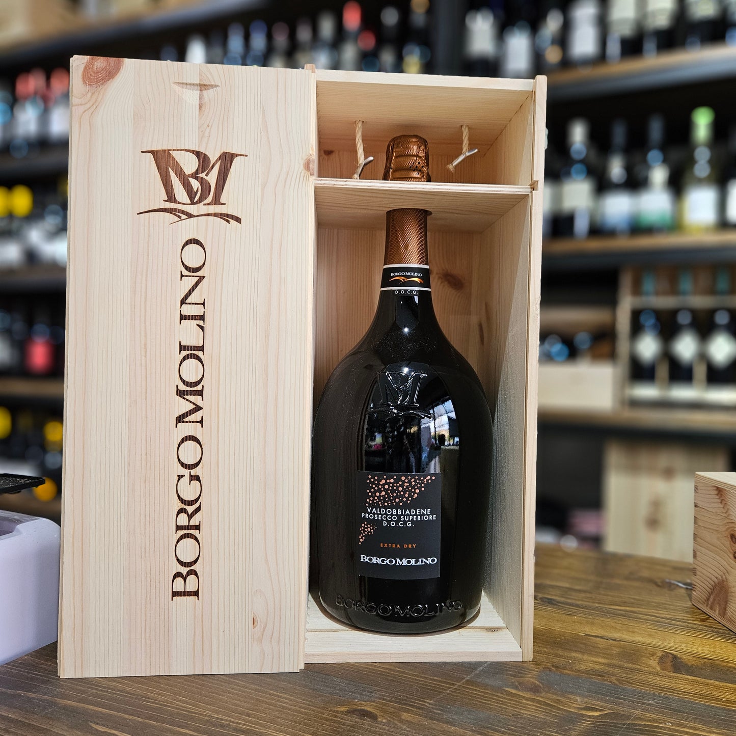 Valdobbiadene Prosecco Superiore Extra Dry DOCG BORGO MOLINO Jéroboam 3l (Cassetta di legno)